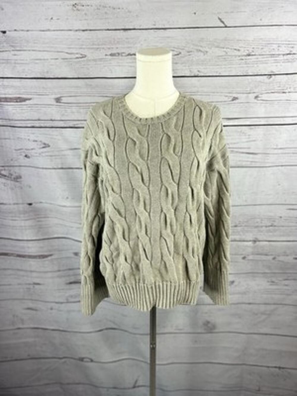 Polo Ralph Lauren Cable Knit Crewneck Sweater Gray Size M